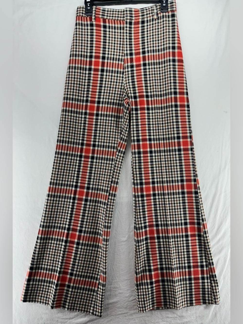 Free People Pants Jules Hippie Boho Retro Plaid Flare 70's Size 8